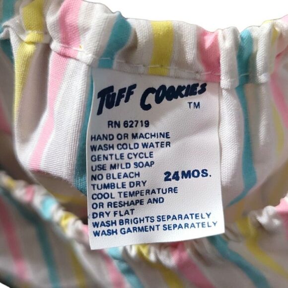 Vintage Tuff Cookies Candy Stripe Embroidered bunny rabbit dress & bloomer set - Picture 7 of 7